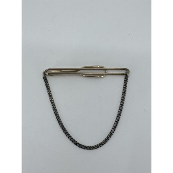 Vintage SWANK Gold Tone Tie Bar Clip Swag Chain - Picture 4 of 4